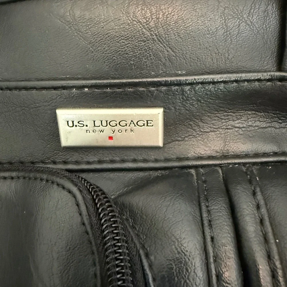 US Luggage New York Vintage Leather Briefcase Expandable Laptop Messenger Bag